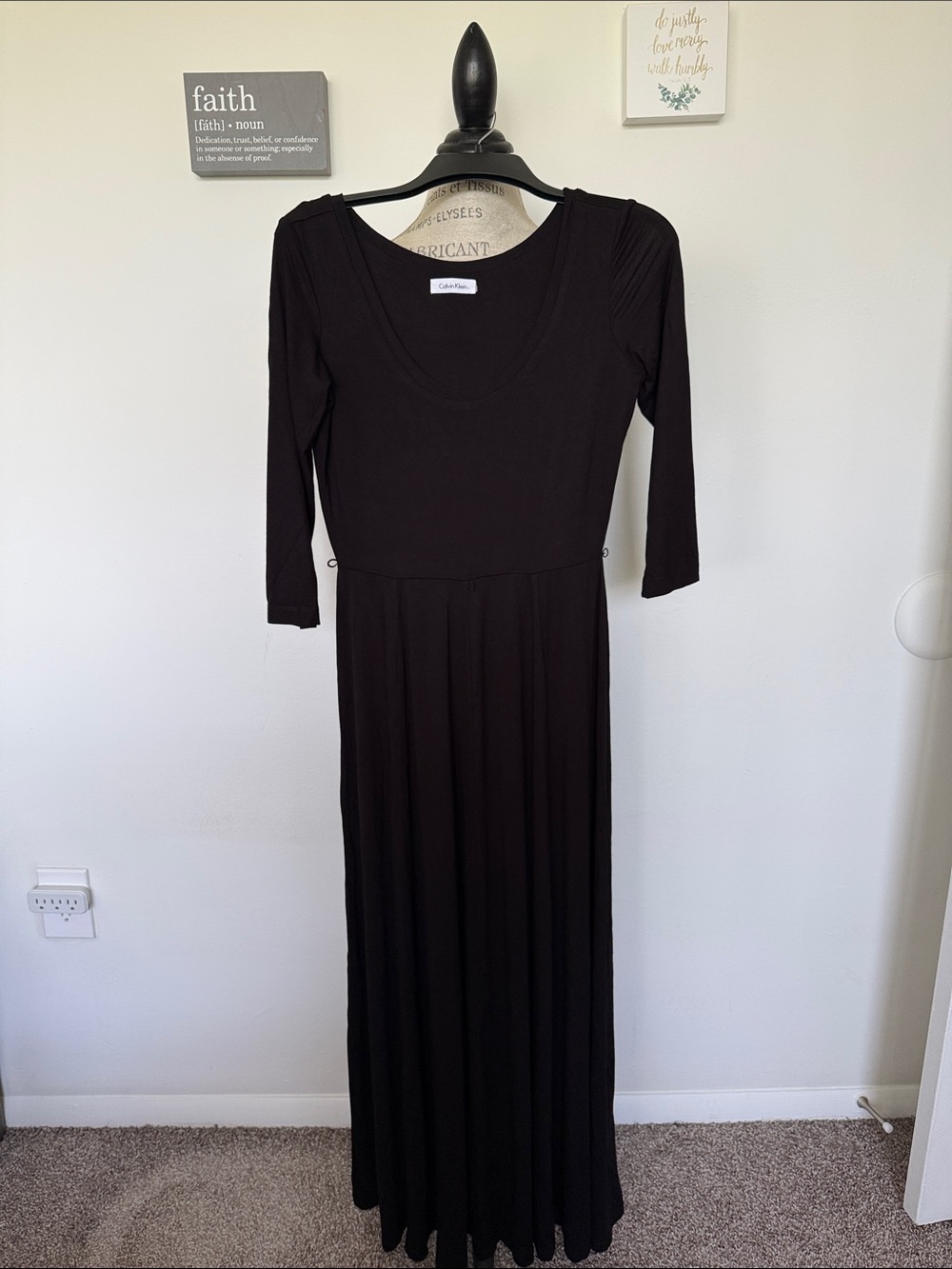Calvin Klein Black Scoop Neck Maxi Dress